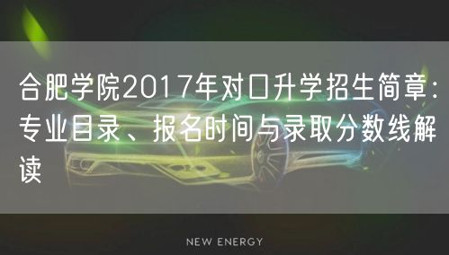 合肥学院2017年对口升学招生简章:专业目录、报名时间与录取分数线解读 合肥学院2017年对口升学招生简章:专业目录、报名时间与录取分数线解读