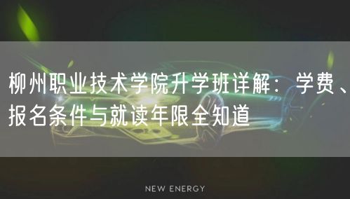 柳州职业技术学院升学班详解:学费、报名条件与就读年限全知道 柳州职业技术学院升学班详解:学费、报名条件与就读年限全知道
