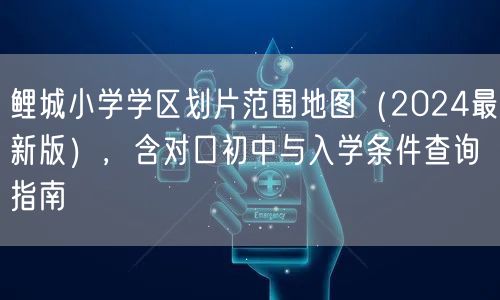鲤城小学学区划片范围地图（2024最新版），含对口初中与入学条件查询指南