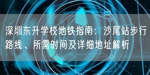 深圳东升学校地铁指南：沙尾站步行路线、所需时间及详细地址解析