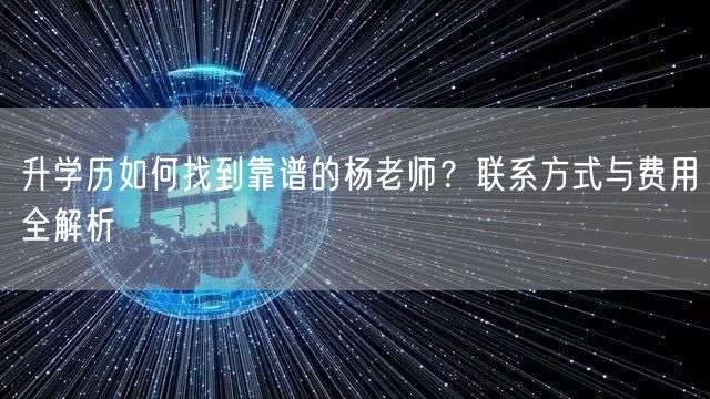 升学历如何找到靠谱的杨老师？联系方式与费用全解析