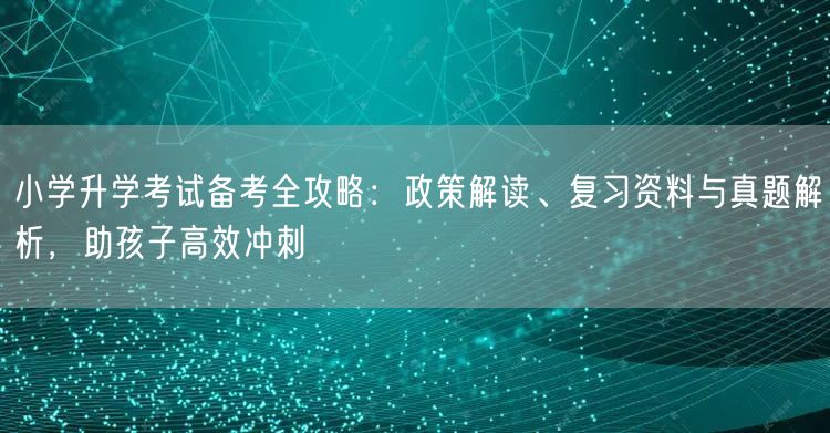 小学升学考试备考全攻略：政策解读、复习资料与真题解析，助孩子高效冲刺
