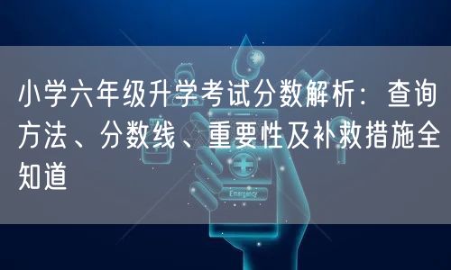 小学六年级升学考试分数解析：查询方法、分数线、重要性及补救措施全知道