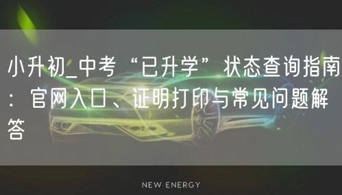 小升初_中考“已升学”状态查询指南：官网入口、证明打印与常见问题解答