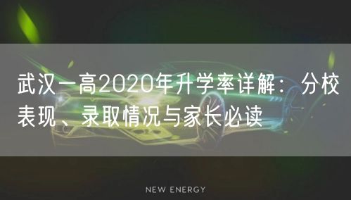 武汉一高2020年升学率详解：分校表现、录取情况与家长必读