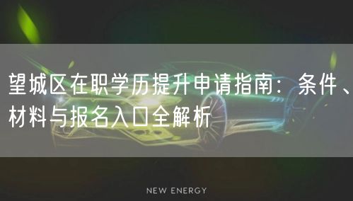 望城区在职学历提升申请指南:条件、材料与报名入口全解析 望城区在职学历提升申请指南:条件、材料与报名入口全解析