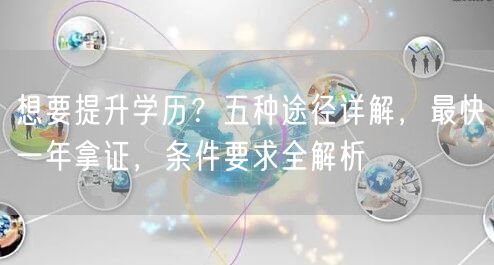 想要提升学历?五种途径详解,最快一年拿证,条件要求全解析 想要提升学历?五种途径详解,最快一年拿证,条件要求全解析