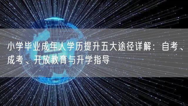 小学毕业成年人学历提升五大途径详解：自考、成考、开放教育与升学指导